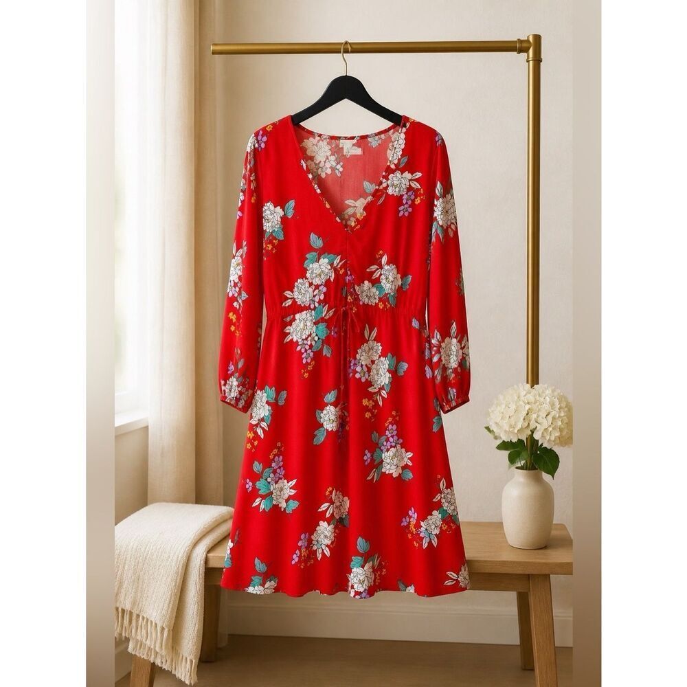 BOBBIE B BROOKS RED FLOWER DRESS SIZE 2X NWT